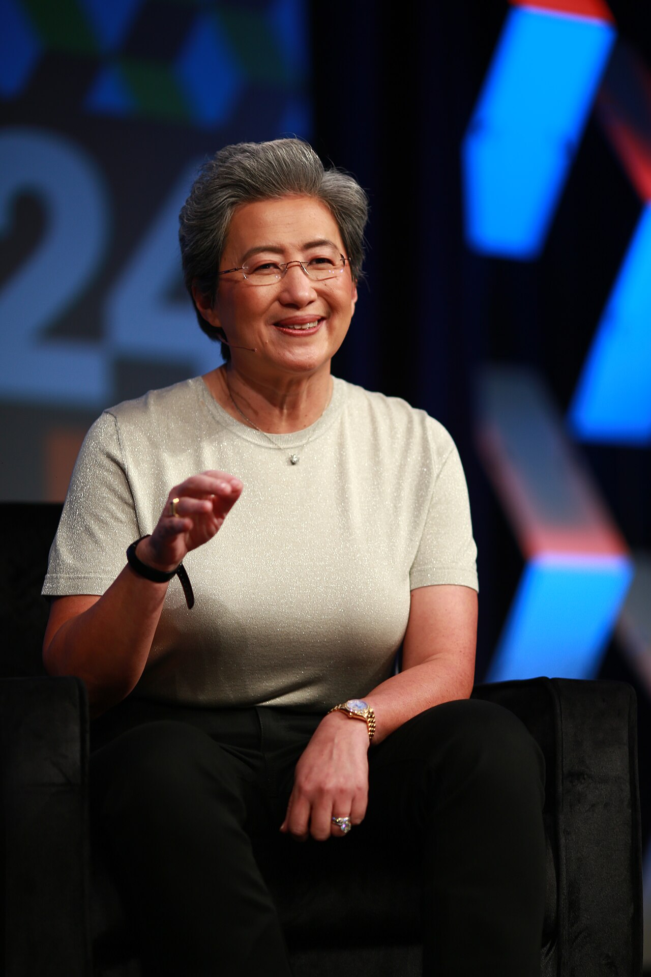 AMD CEO Lisa Su speaking on stage at SXSW 2024