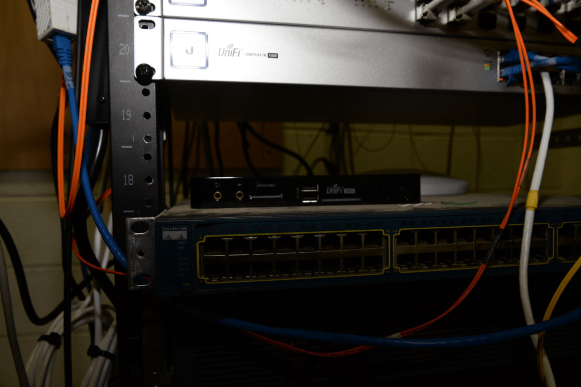 Networking switches and cabling in a data-center server rack