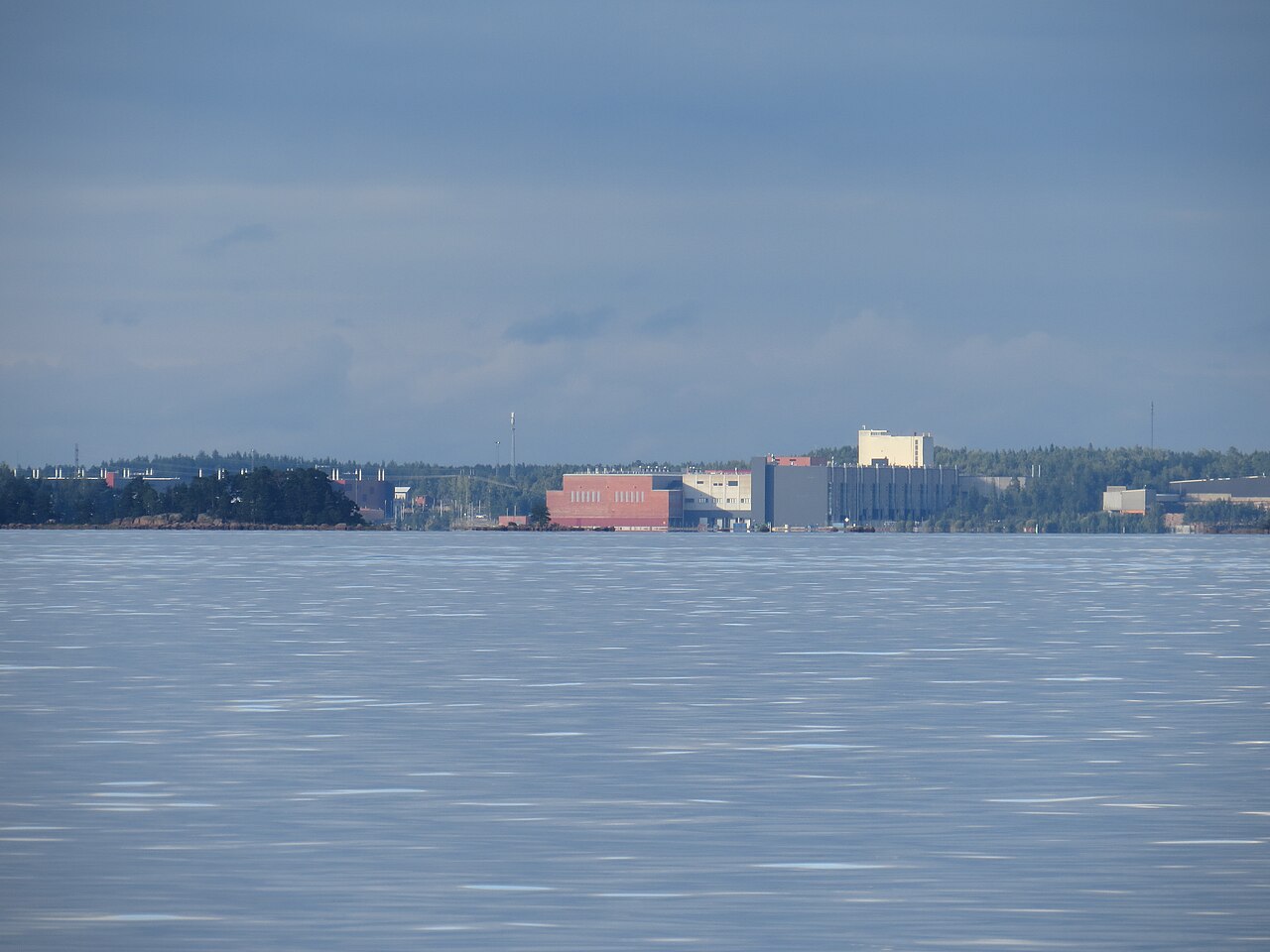 Google's data center campus in Hamina, Finland, seen across the water