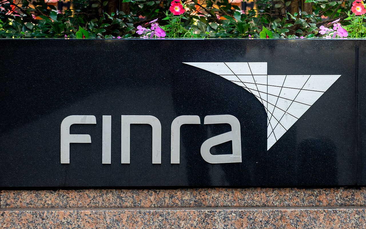 Exterior signage of the Financial Industry Regulatory Authority (FINRA) offices in New York