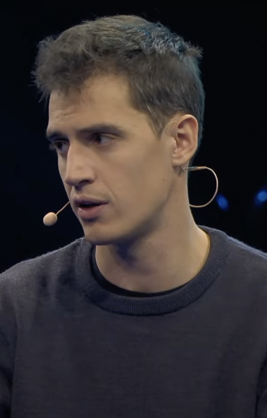 Arthur Mensch, co-founder and CEO of Mistral AI, speaking on stage at the Slush technology conference