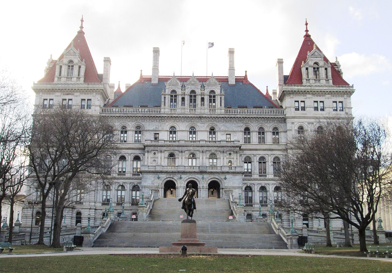 Southeast facade of the New York State Capitol building in Albany