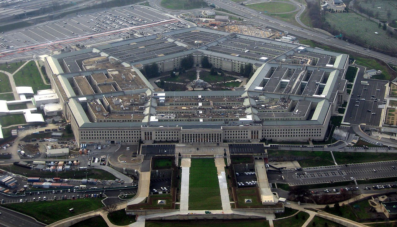 Aerial view of the Pentagon building in Arlington, Virginia