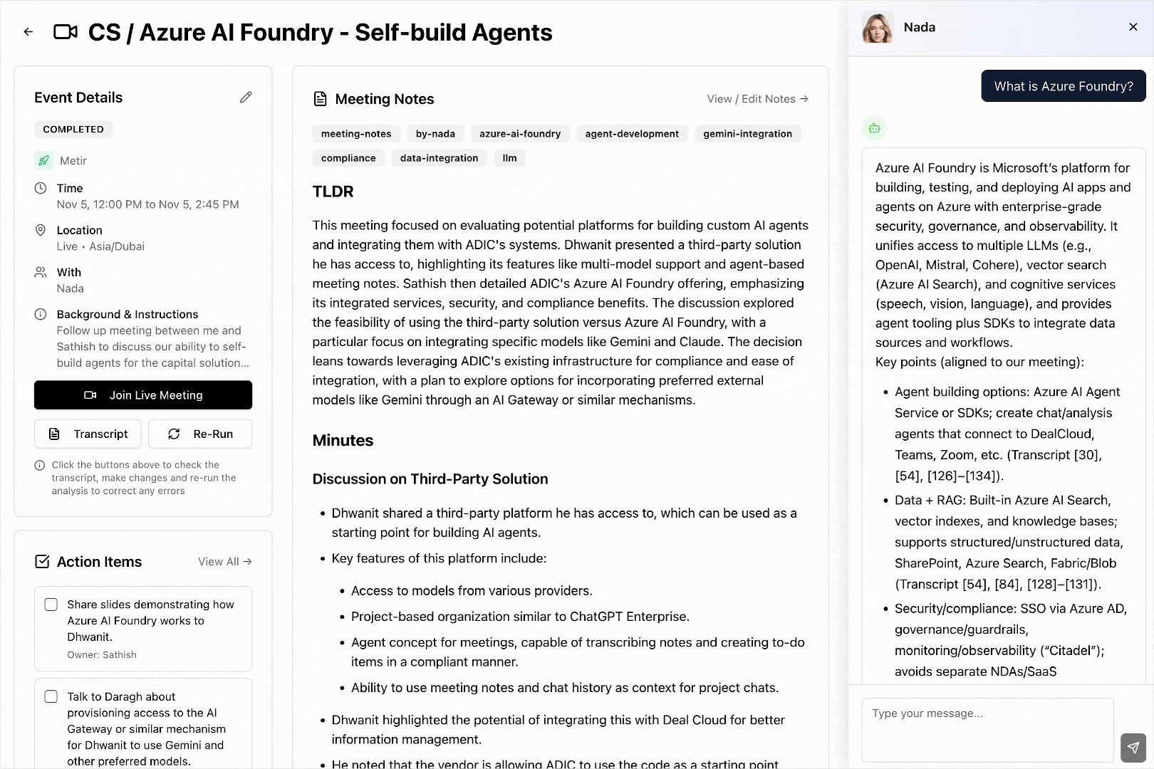 AI Summaries & Actions